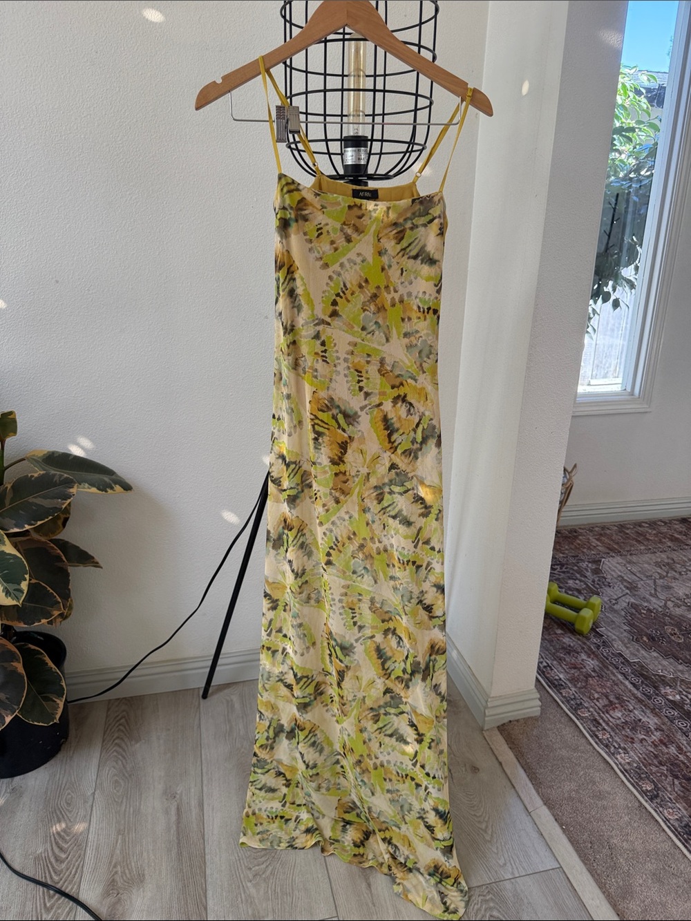 AFRM Yellow Floral Slip Maxi Dress